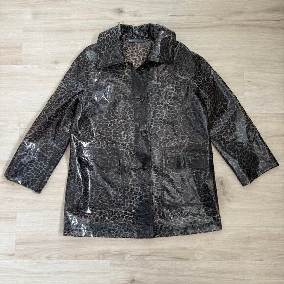 Elliott Lauren Leopard Print Animal Print Transparent Coat 100% TPU Size Medium - Picture 1 of 8